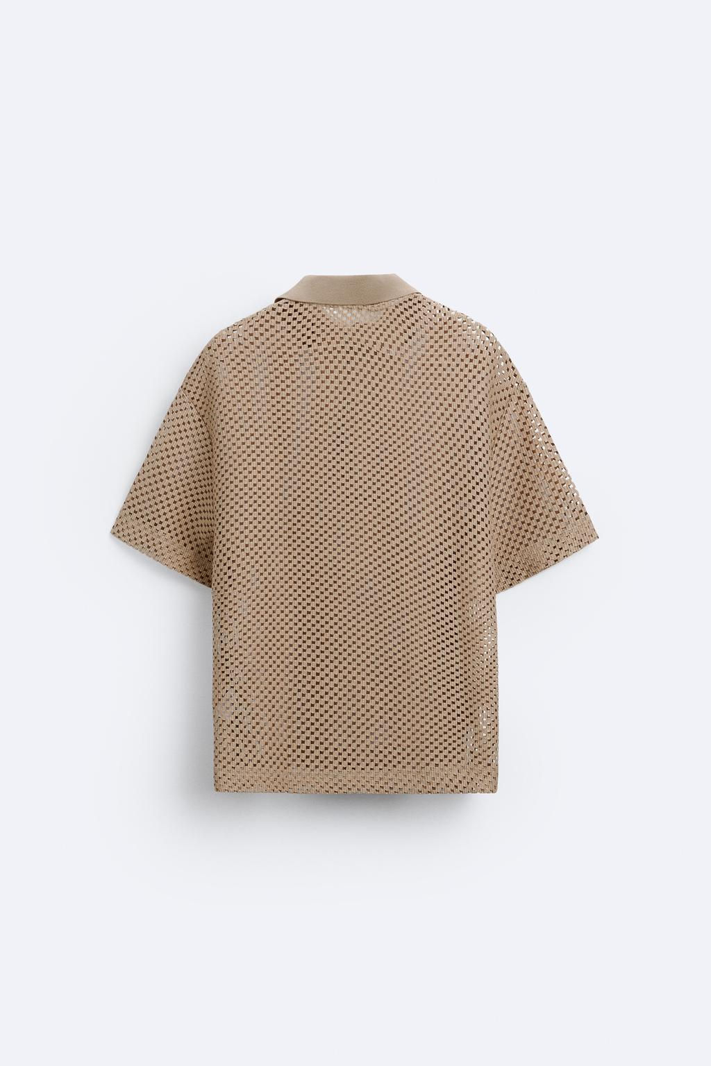 TEXTURED OPENWORK POLO SHIRT - Zara фото 7