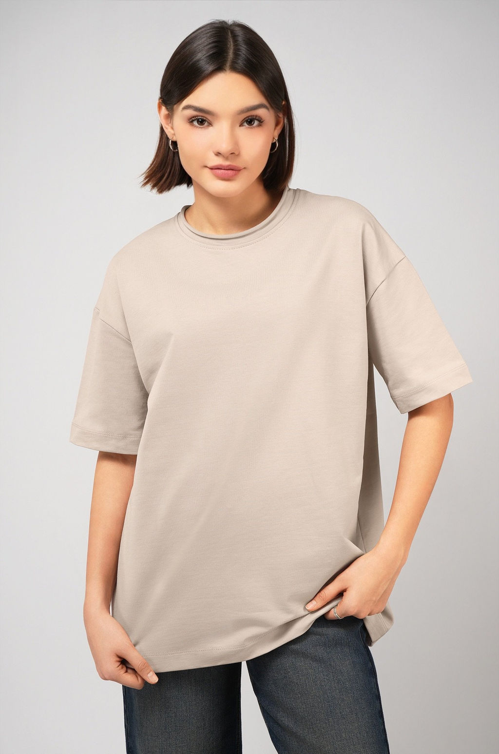 Женская футболка оверсайз из футера двухнитки Happyfox