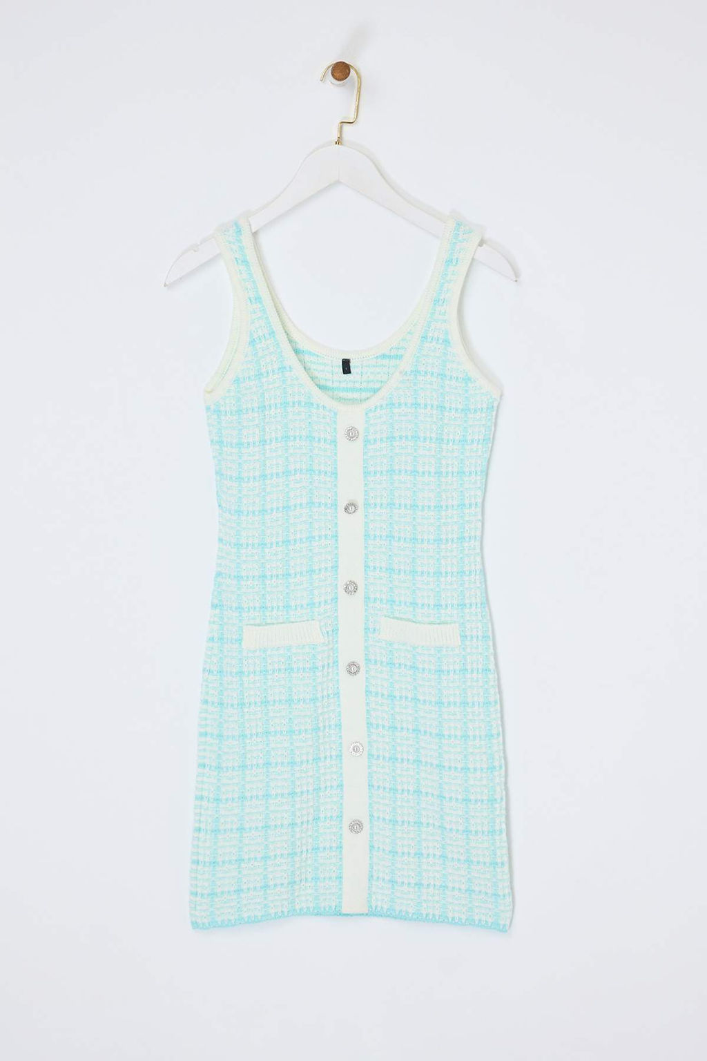 Mint K?sa / Mini Triko Tuvit Gorunumlu Simli Elbise TWOSS26EL00173