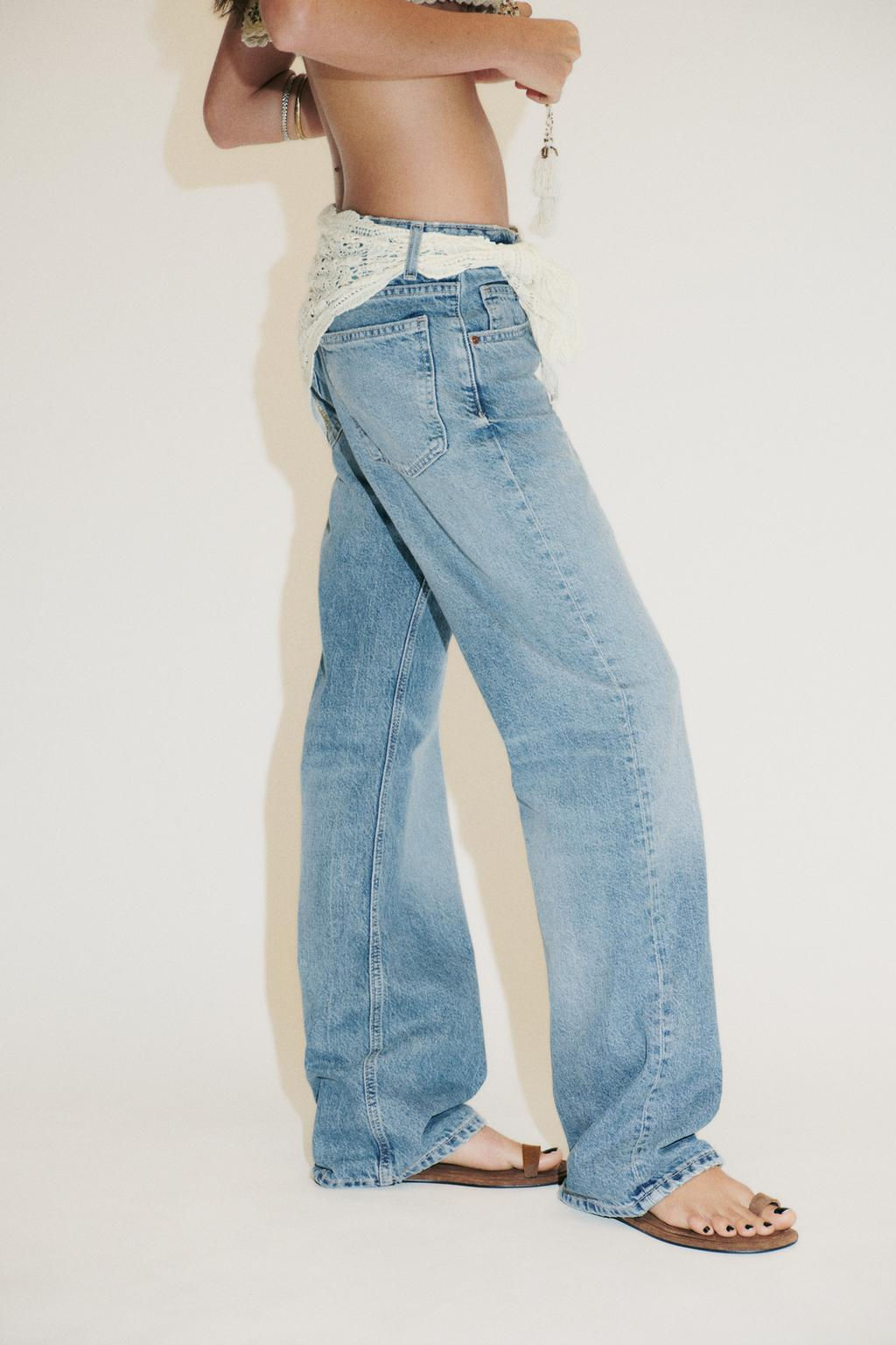 TRF WIDE-LEG MID-WAIST SCARF JEANS - Zara фото 4