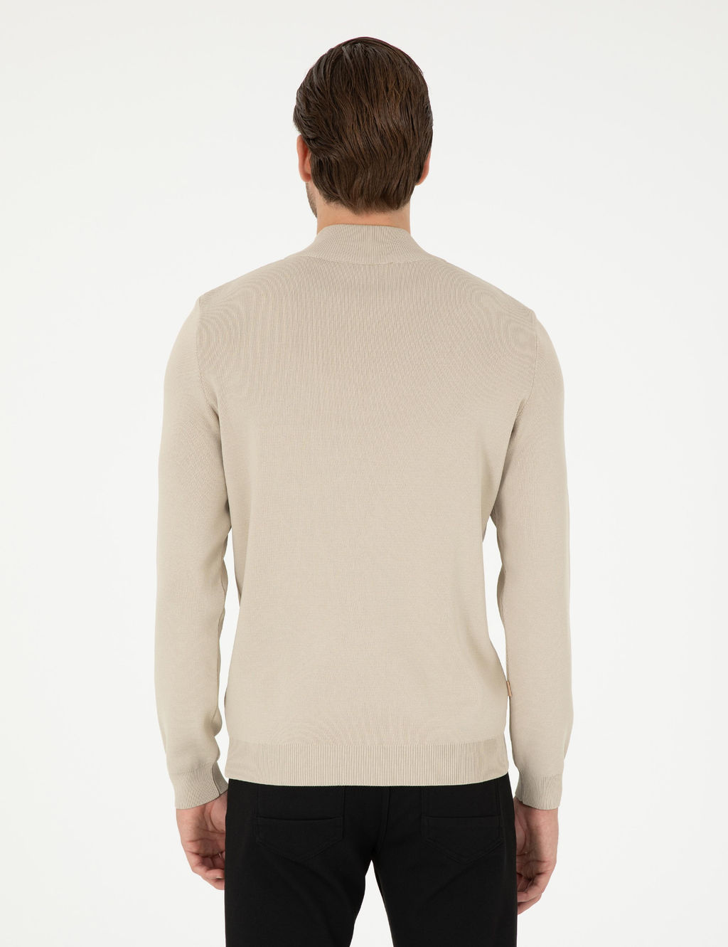 Bej Regular Fit Fermuarl_ Dik Yaka Triko Kazak - Pierre cardin фото 5