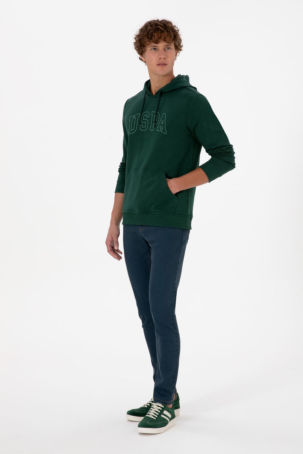 Erkek Regular Fit Kap__onlu Koyu Ye_il Basic Sweatshirt - U.s. polo assn фото 4