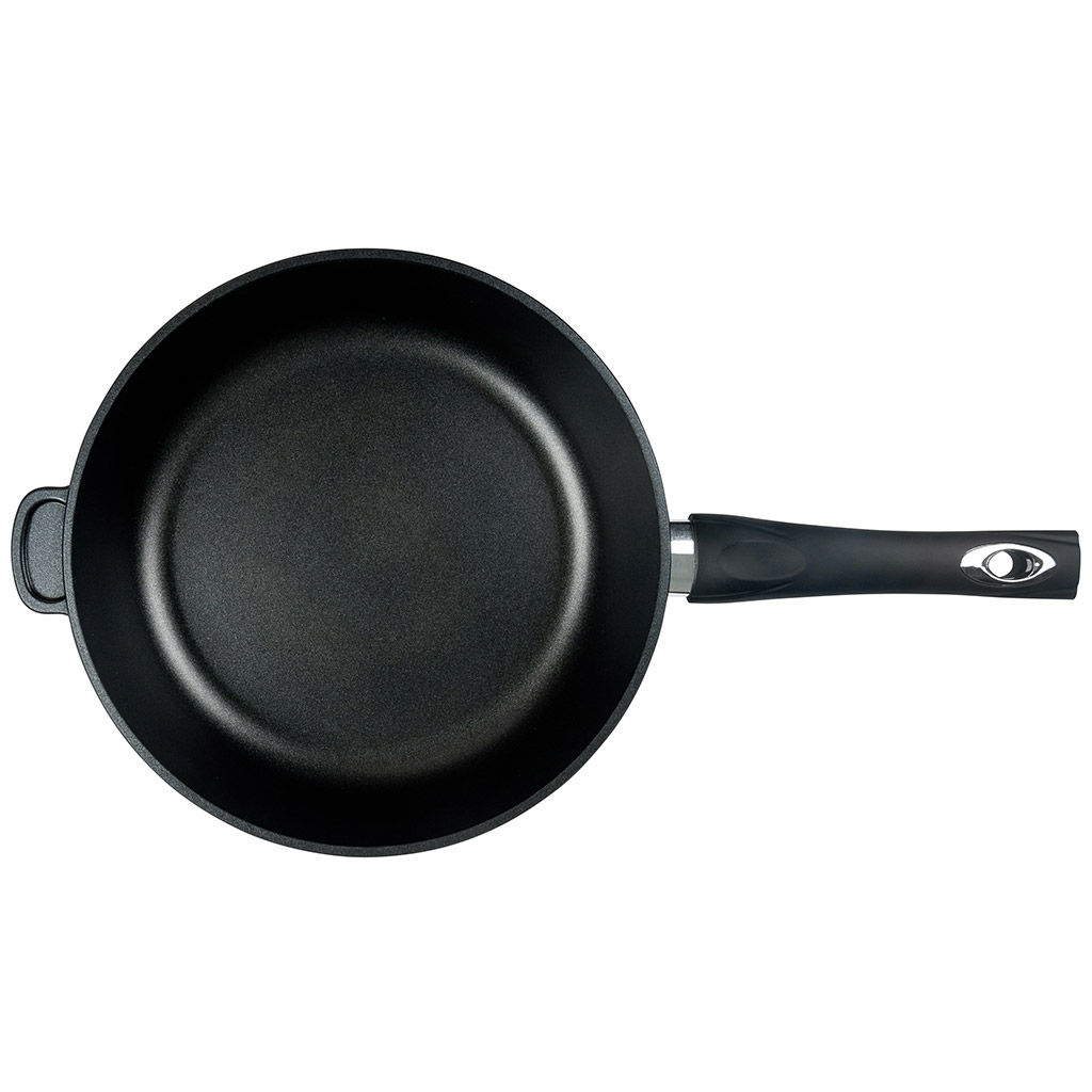 Сковорода с тефлоновым покрытием д28см Классик, h7см, s0,42см, ручка из термостойкого пластика, стеклянная крышка с пароотводом, подарочная упаковка (Россия) - Домашняя мода фото 3