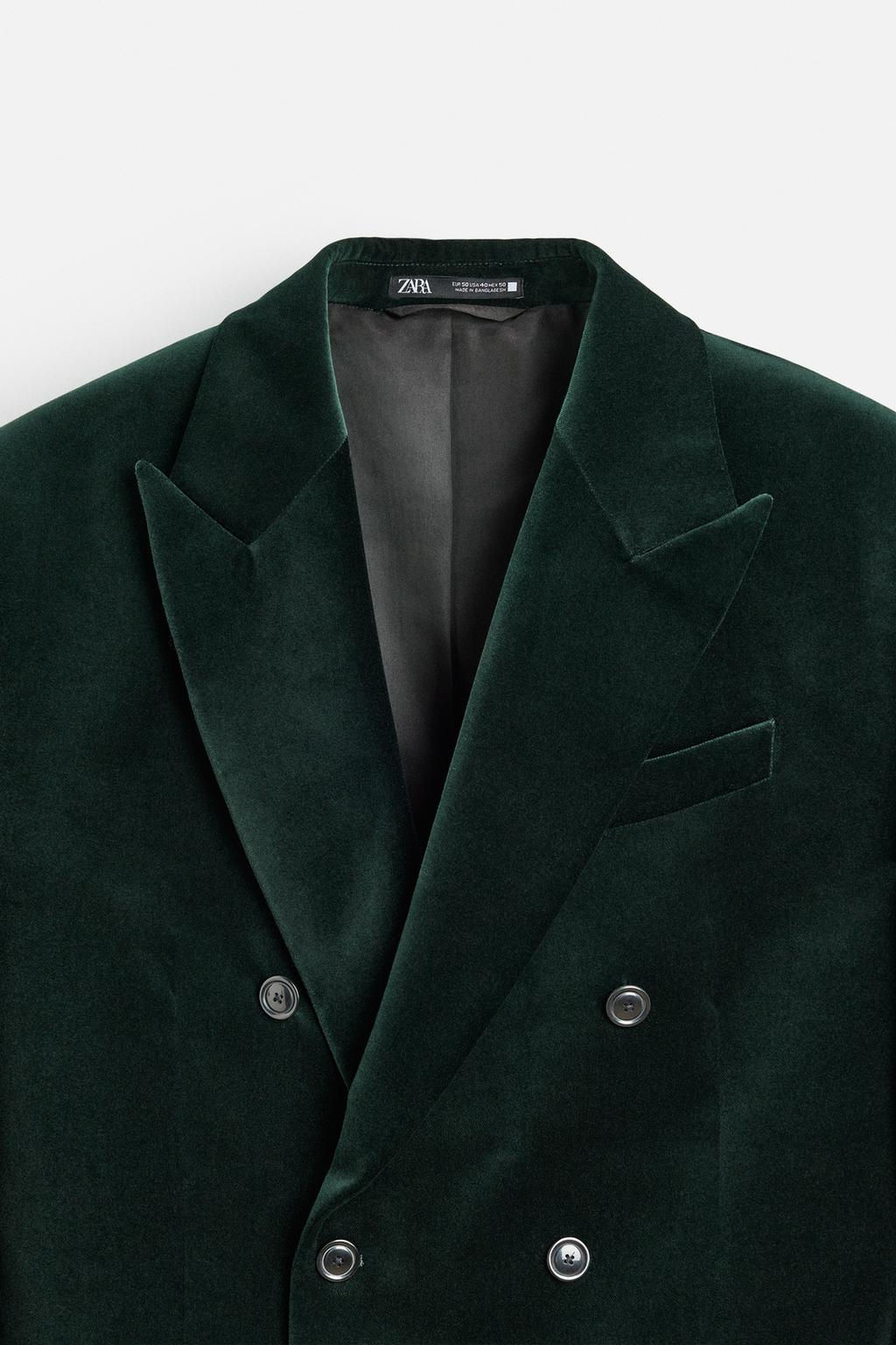 VELVET DOUBLE-BREASTED BLAZER - Zara фото 9