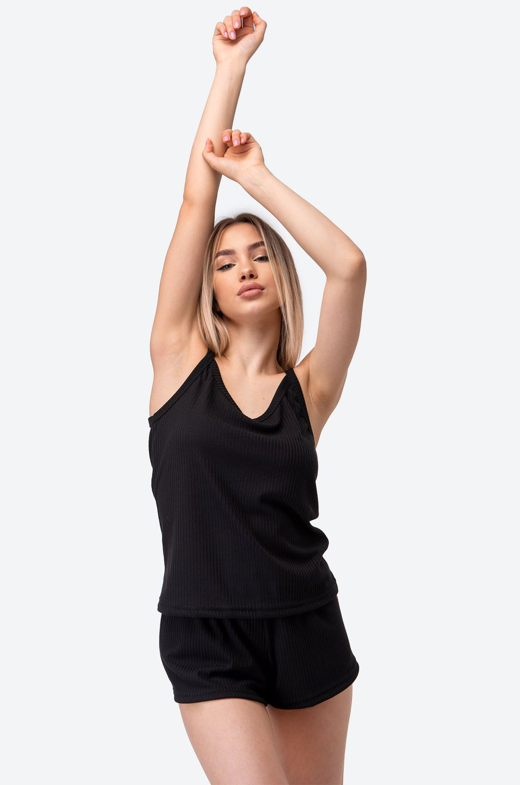 Женская пижама с шортами в рубчик Happyfox