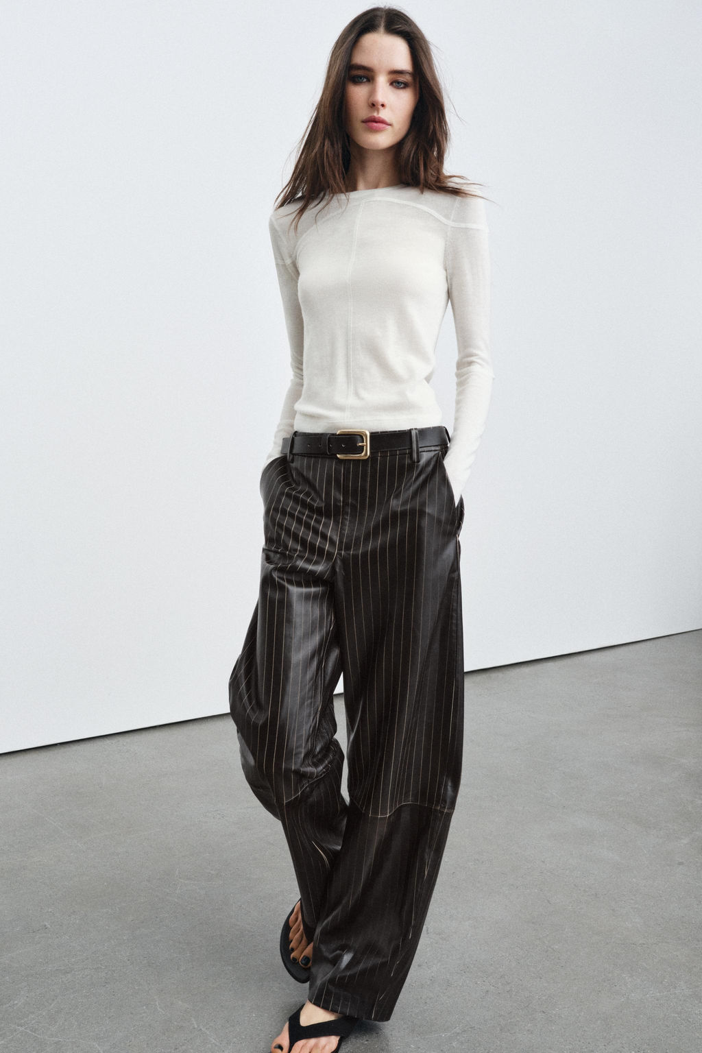 STRIPED LEATHER TROUSERS ZW COLLECTION LIMITED EDITION - Zara фото 22