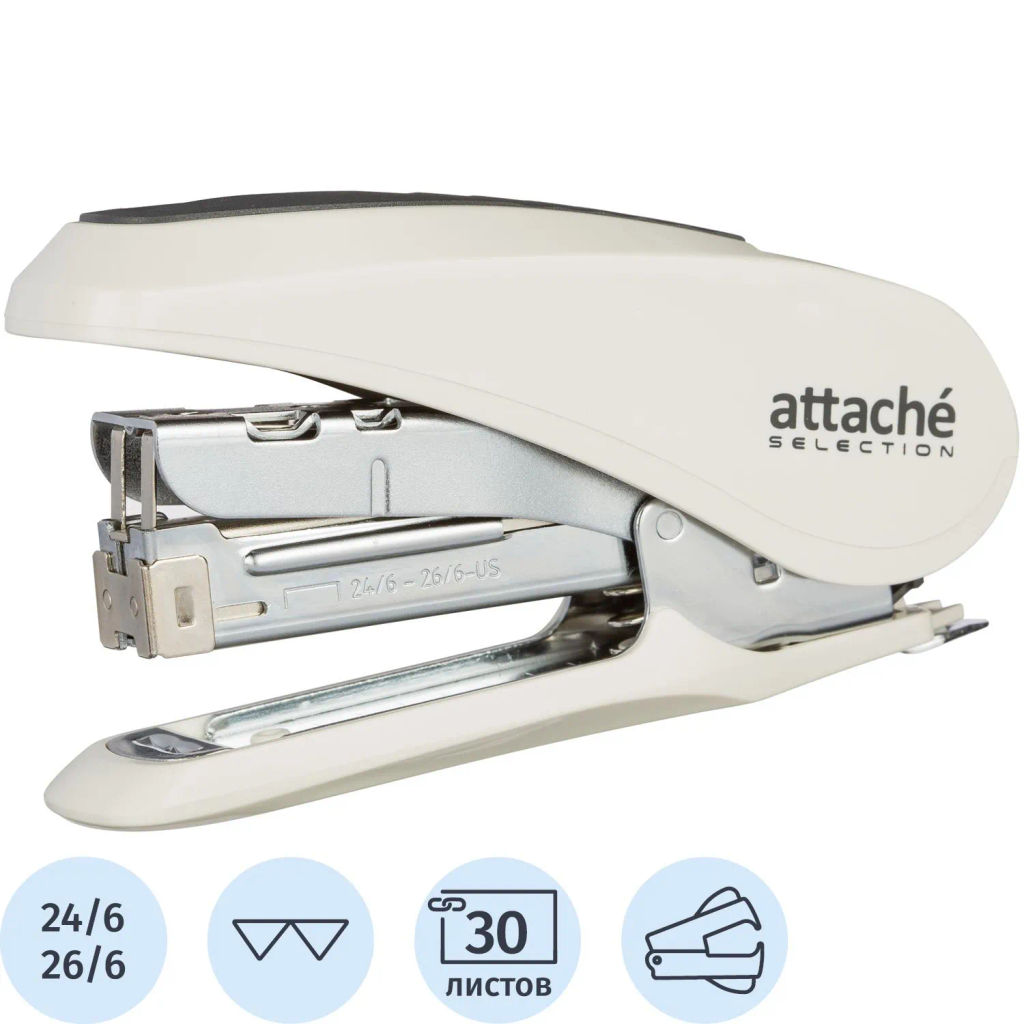 Степлер Attache Selection MSW2430(№24/6-26/6)до 30л,энергосбер,металл,белый  фото 2