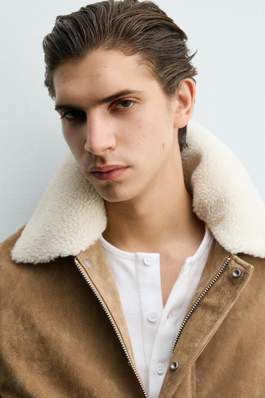 LEATHER AND SUEDE JACKET WITH FAUX SHEARLING - Zara фото 16