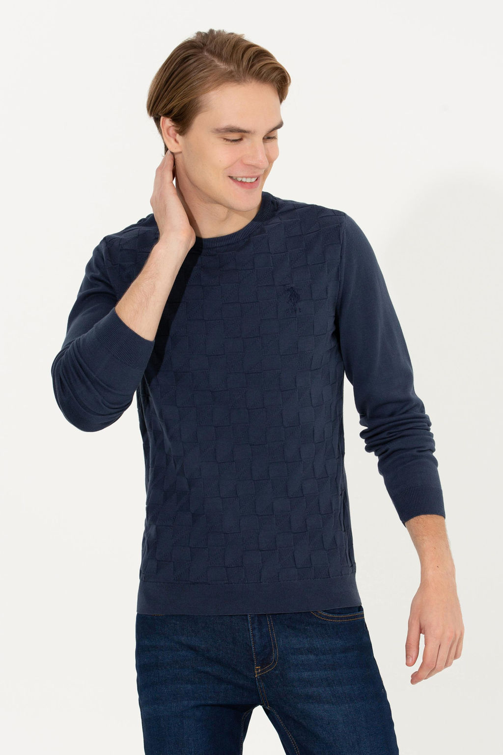 U. S. Polo Assn / Мужской темно-синий базовый свитер - U.s. polo assn фото 14