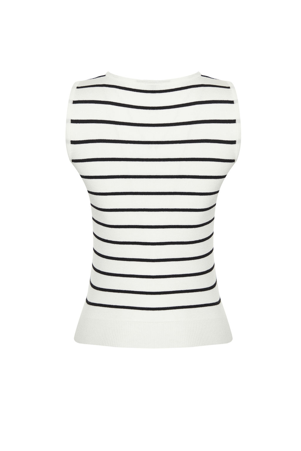 Trendyolmilla Ekru Premium Iplik/Ozel Iplik Cizgili Polo Yaka Triko Bluz TWOSS24BZ00387