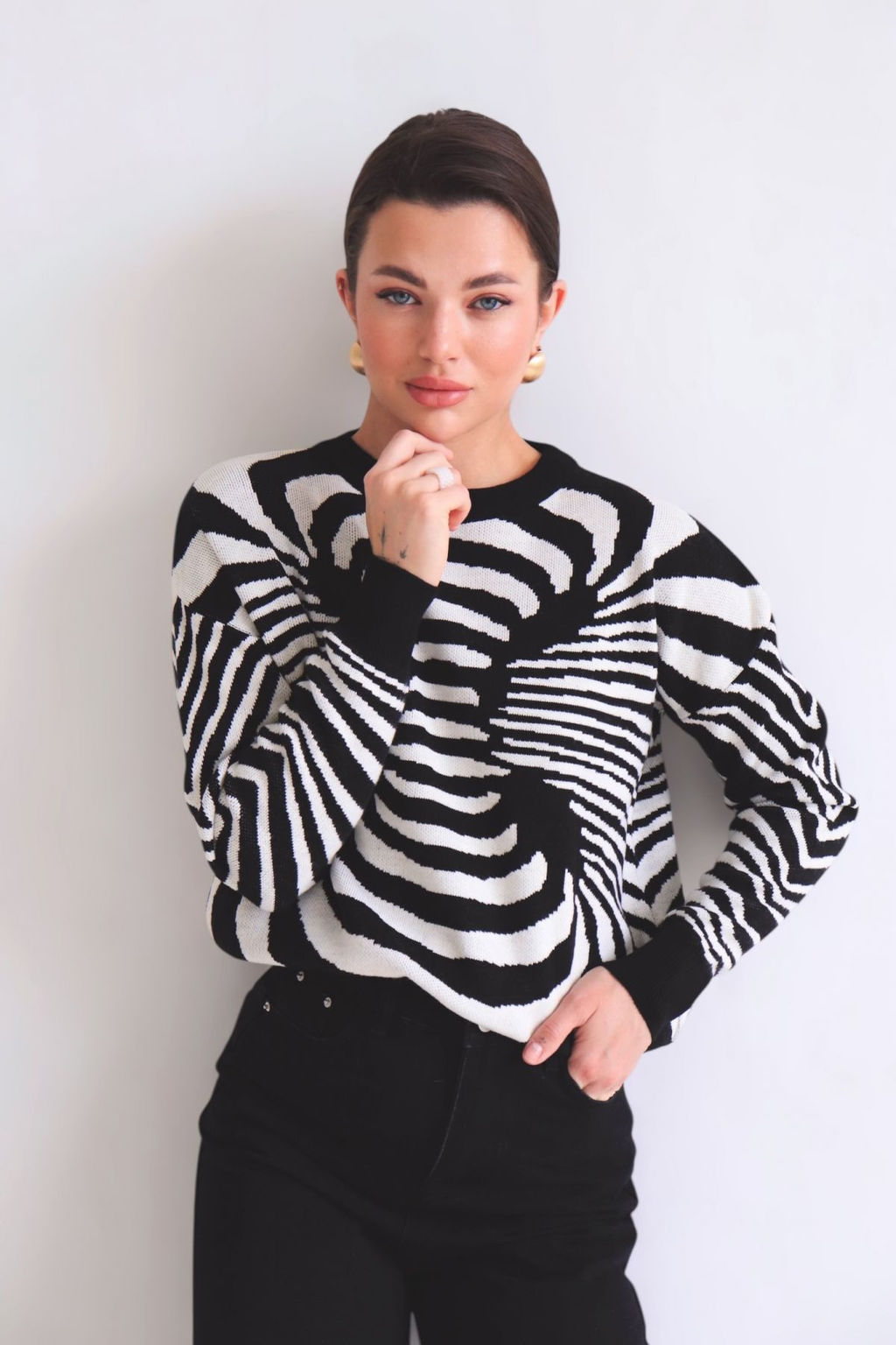 10446 Джемпер чёрно-белый - Martichelli фото 52