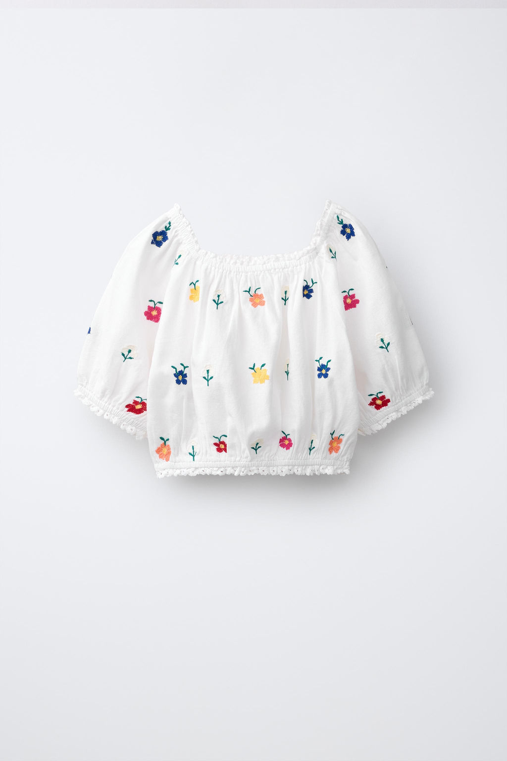 BLUSA GLOBO FLORES BORDADAS / Multicolor - Zara фото 3