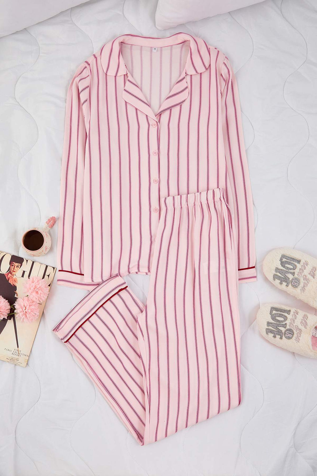 Pembe Cizgili Belmando Dokuma Pijama Tak?m? THMAW26PT00203 - Trendyolmilla фото 5