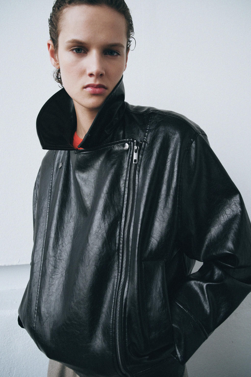 ZW COLLECTION LEATHER EFFECT JACKET - Zara фото 13