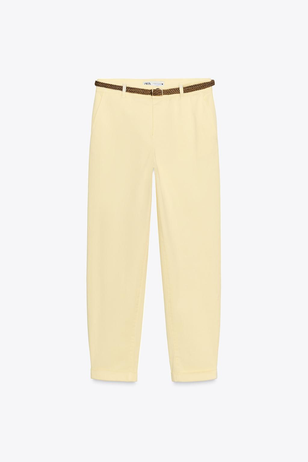 CHINO TROUSERS WITH BRAIDED BELT - Zara фото 6