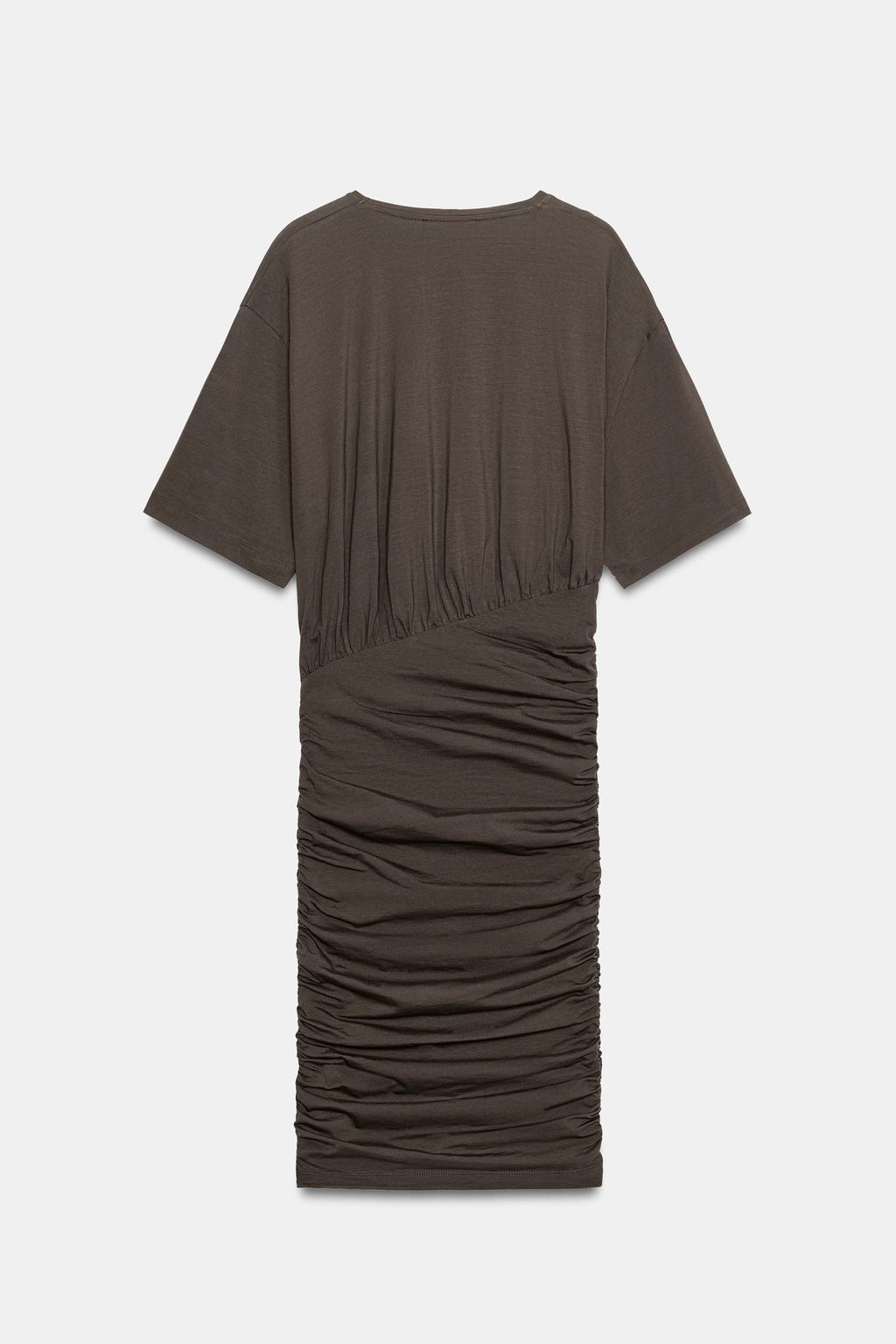 VESTIDO CORTO DRAPEADO / Khaki oscuro - Zara фото 8