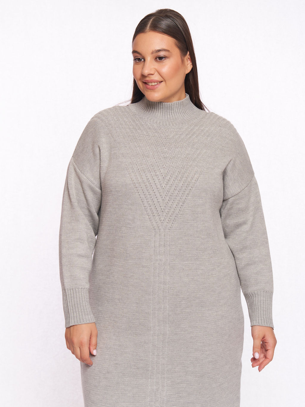Серое вязаное платье PP91566GRY24 - Артесса фото 7
