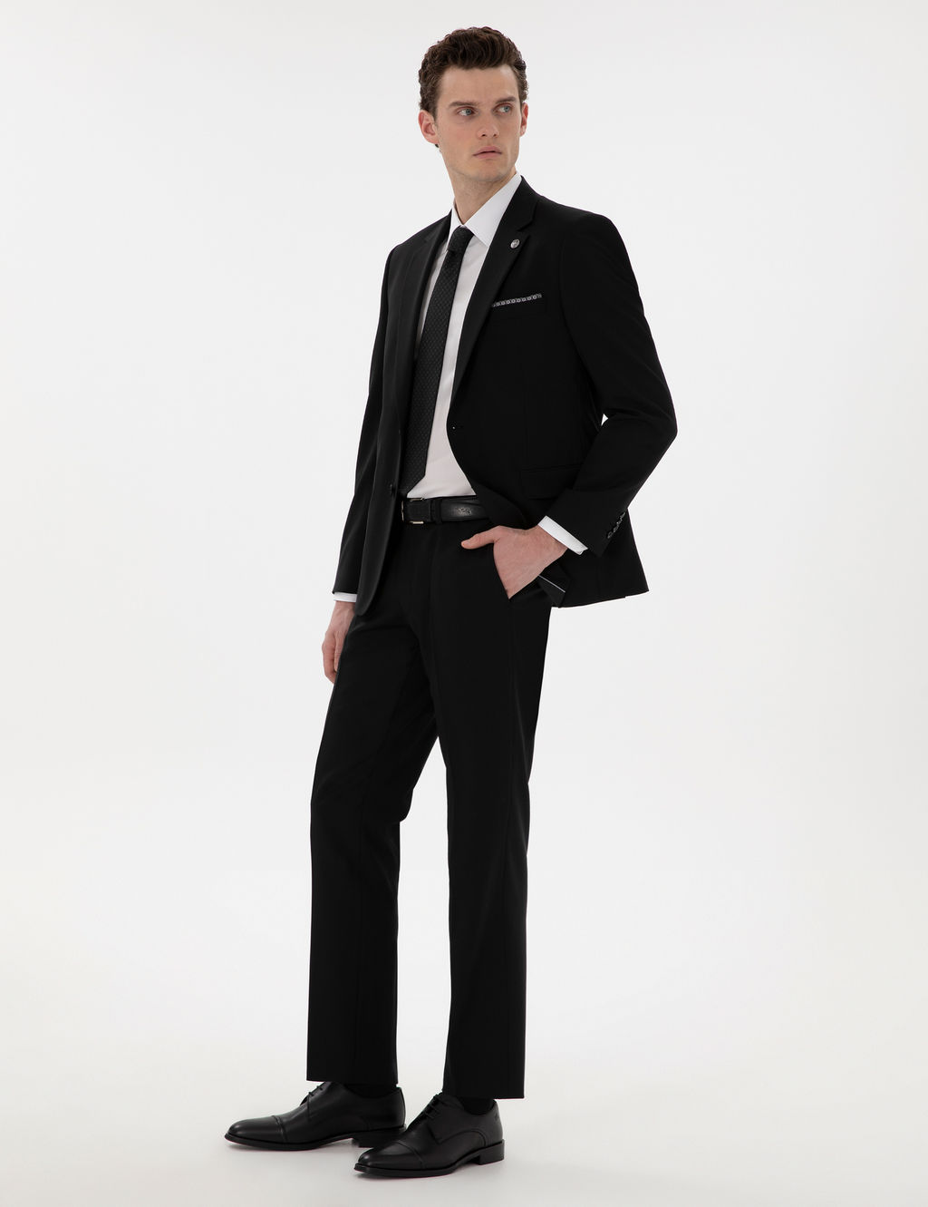 Siyah Slim Fit Y_n Tak_m Elbise