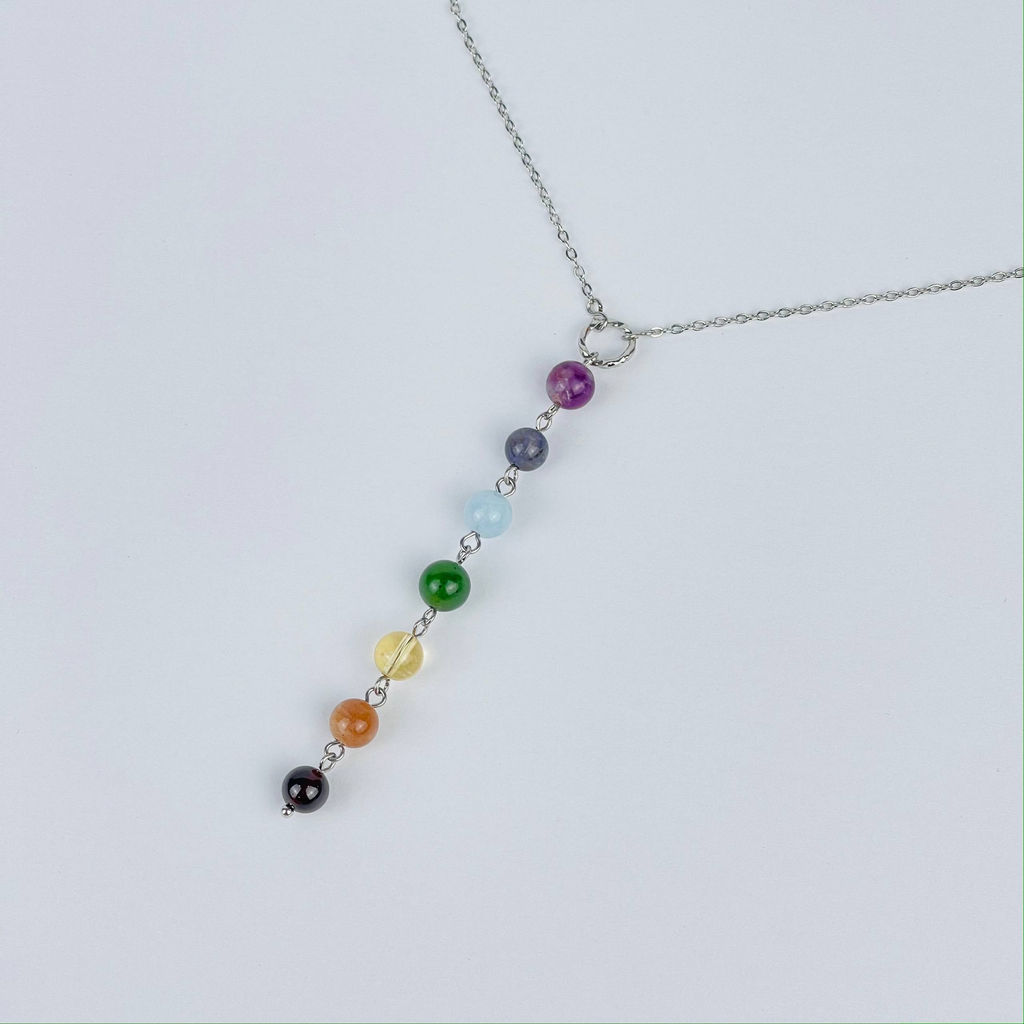 Колье на цепочке 7 чакр из Самоцветов - Радуга самоцветов фото 2