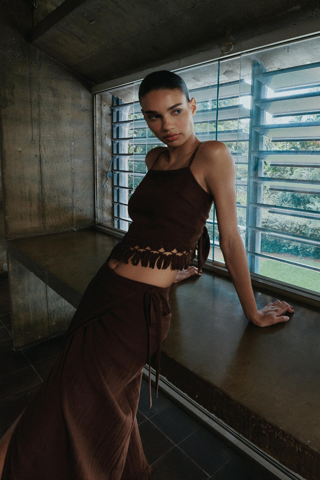 FALDA PAREO MIDI FLECOS / Marr?n - Zara фото 5