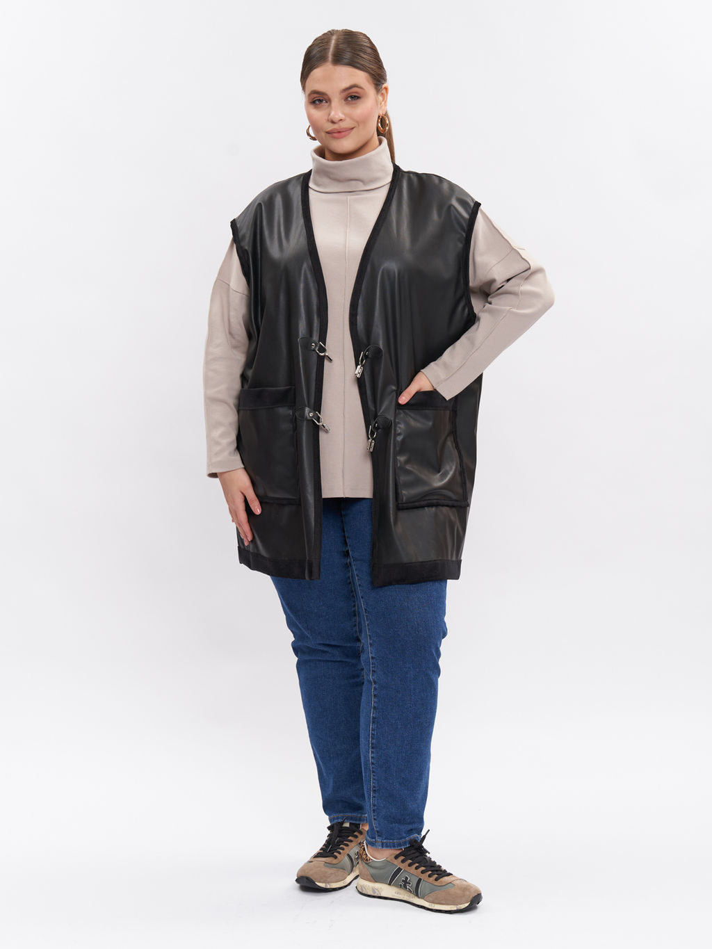 Жилет кожаный на меху GL05021BLK01 - Артесса фото 3