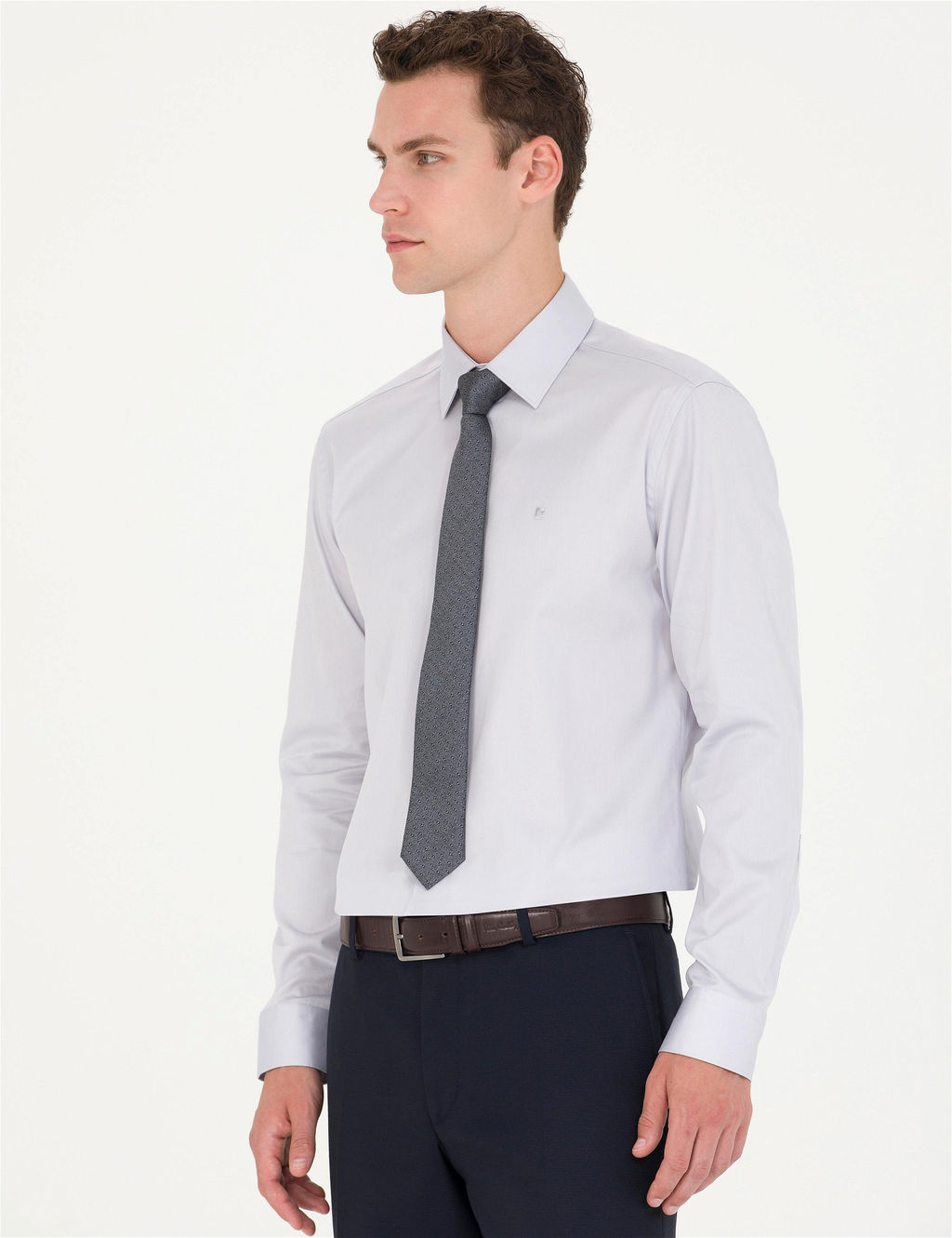 Gri Slim Fit Uzun Kollu Basic G_mlek