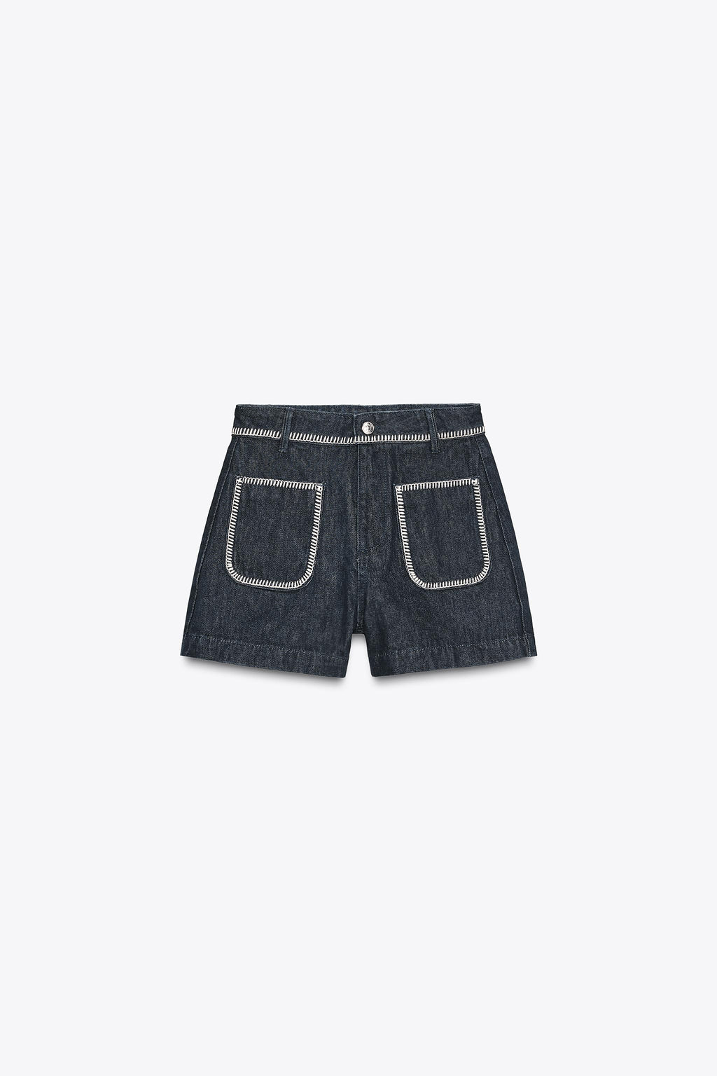 Z1975 HIGH-WAIST DENIM SHORTS WITH TOPSTITCHING - Zara фото 5