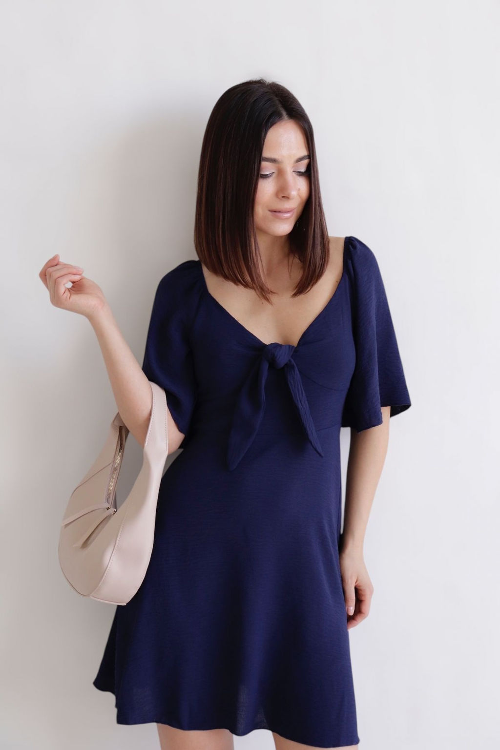 Martichelli Платье синее с завязками на груди  фото 2