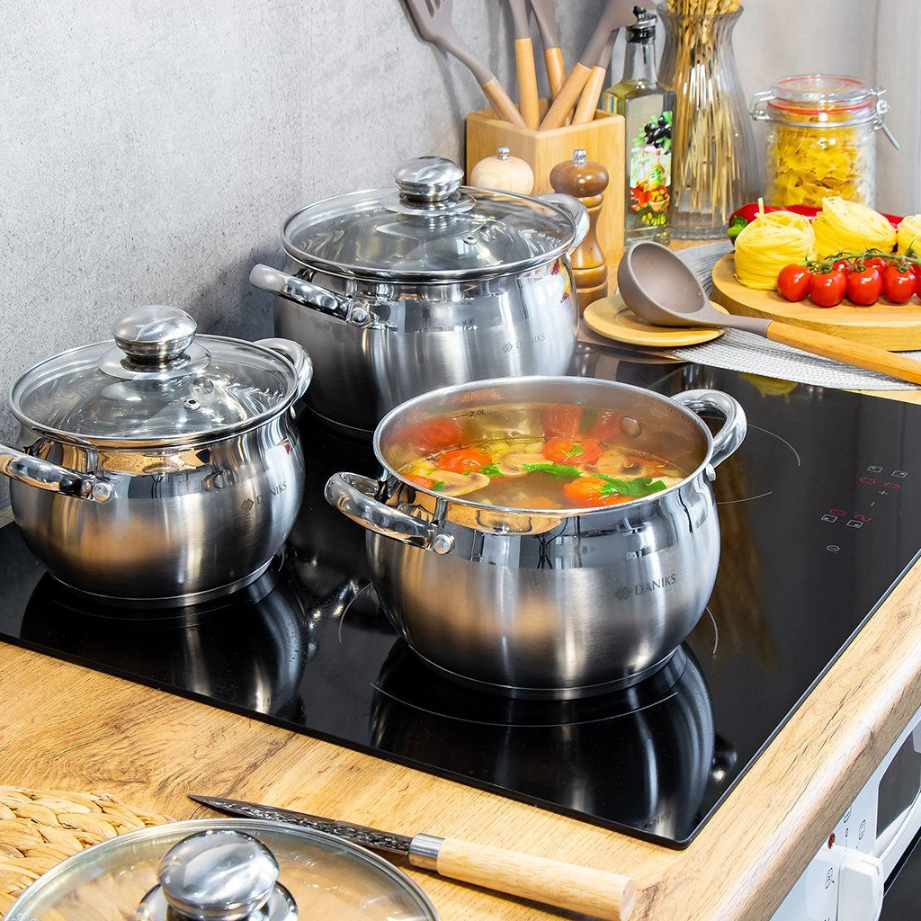 Кастрюля нерж КЛАССИКА 3л(2,9л) ст/крыш мет/руч матов 18см SD-18 (204072) /DANIKS/  фото 13