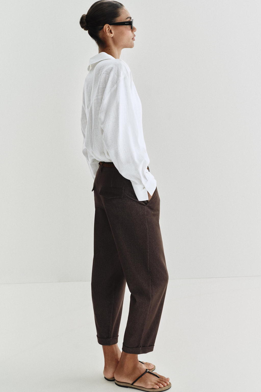 PANTAL?N CHINO CINTUR?N TRENZADO / Marr?n - Zara фото 4