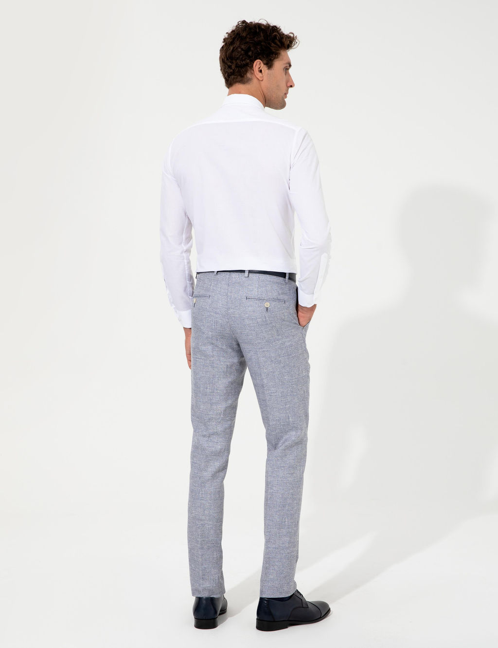 Синие зауженные брюки из ткани - Cacharel фото 4