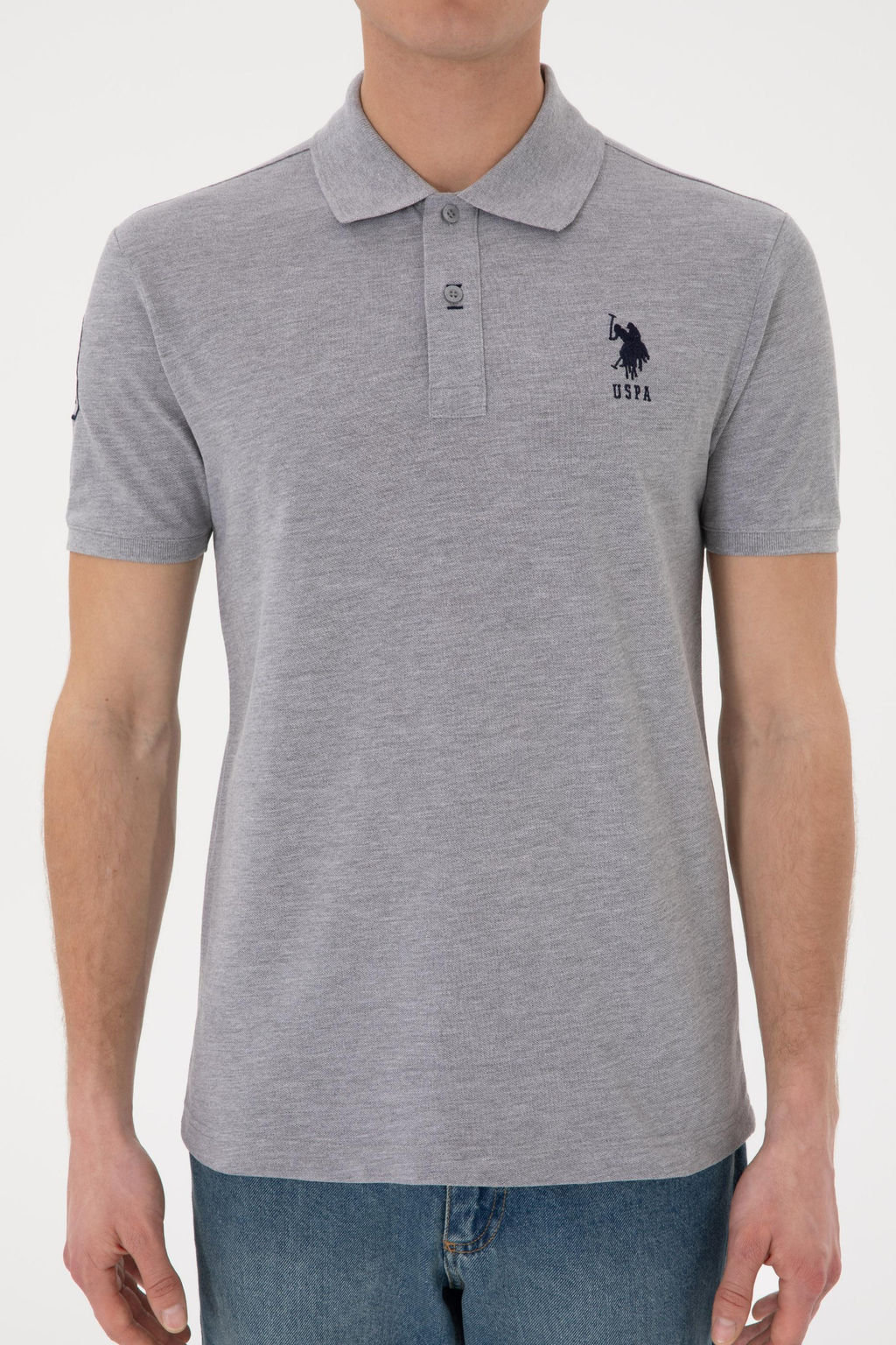 Erkek Slim Fit Polo Yaka Gri Melanj Basic Ti__rt Sepette S_rpriz _ndirim - U.s. polo assn фото 14