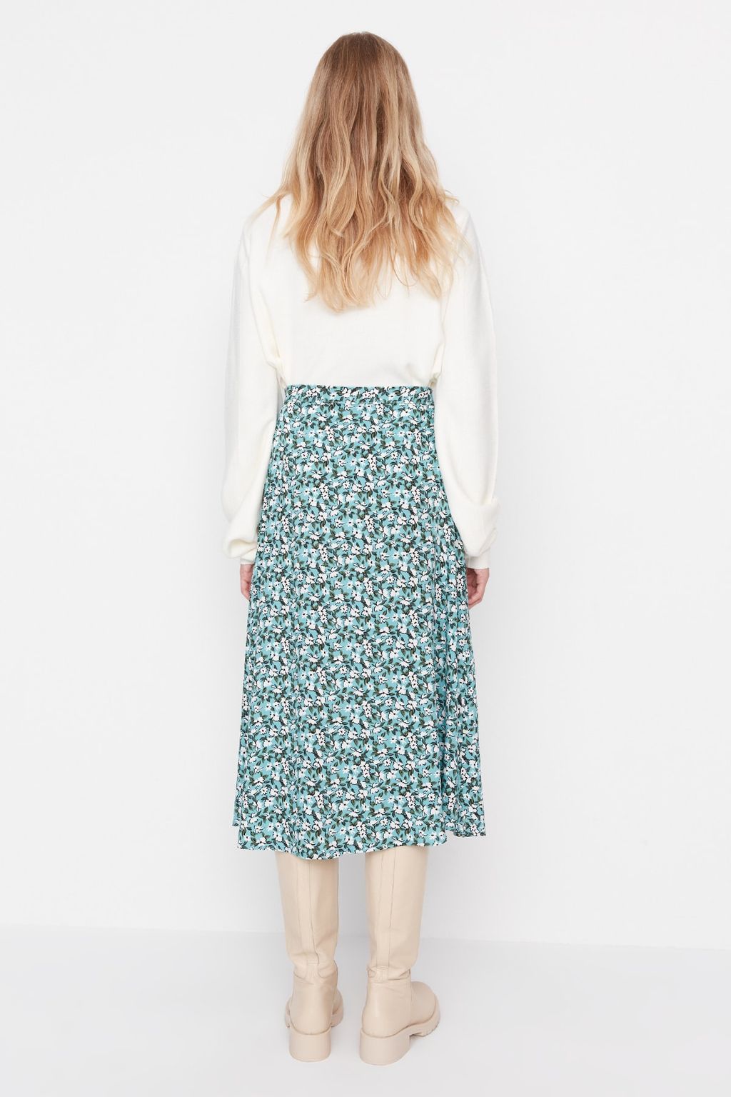 TRENDYOLMILLA Siyah Y?rtmac Detayl? Cicek Desenli Viskon Kumasl? Midi Dokuma Etek TWOSS20ET0230 фото 20