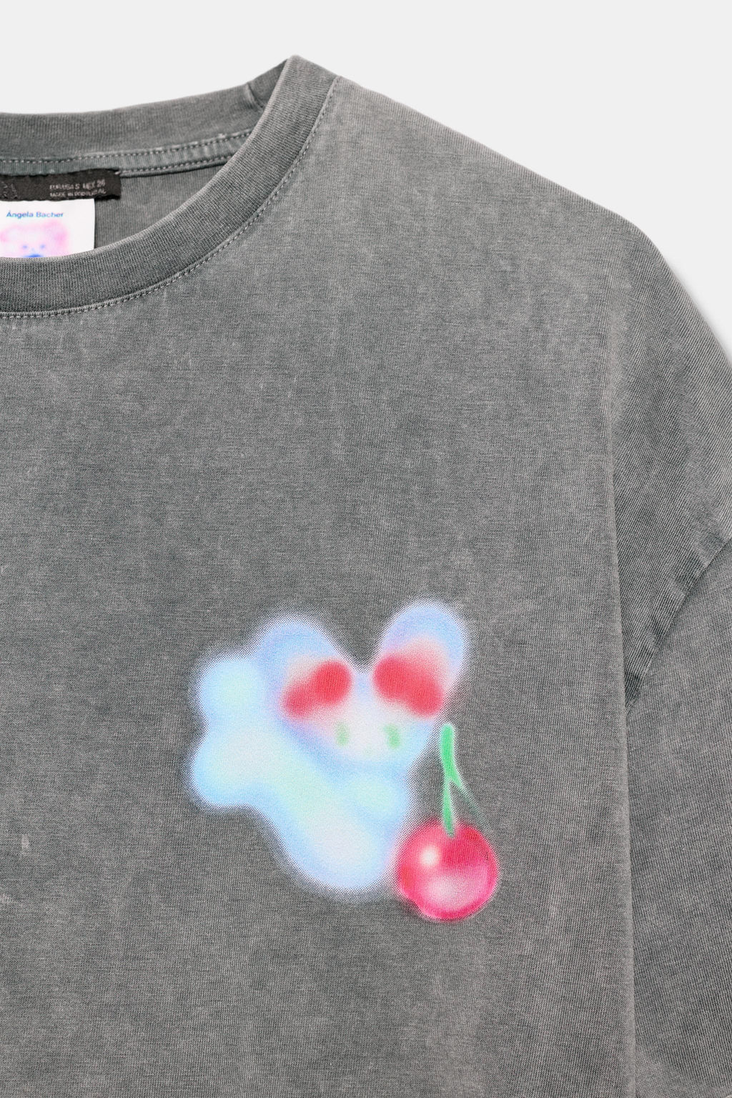CAMISETA EFECTO LAVADO ?NGELA BACHER / Gris antracita