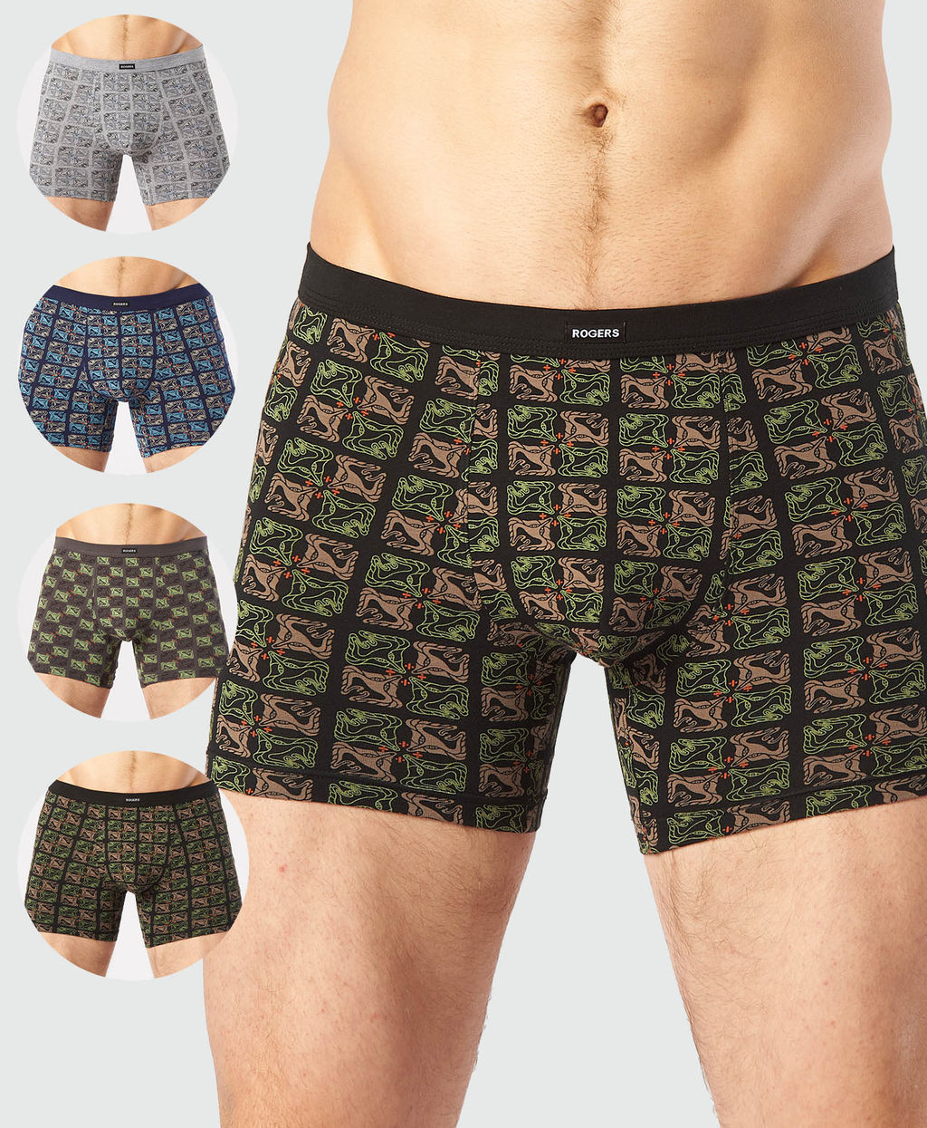 Трусы мужские боксеры Rogers 8702 хлопок, эластан размеры M, L, XL, 2XL