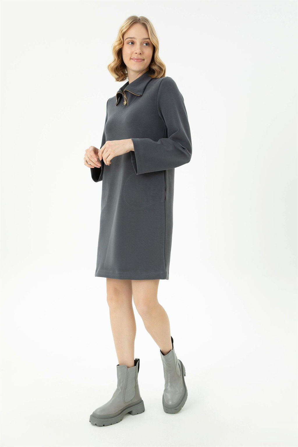 Женское трикотажное платье антрацитового цвета Неожиданная скидка в корзине - U.s. polo assn фото 3