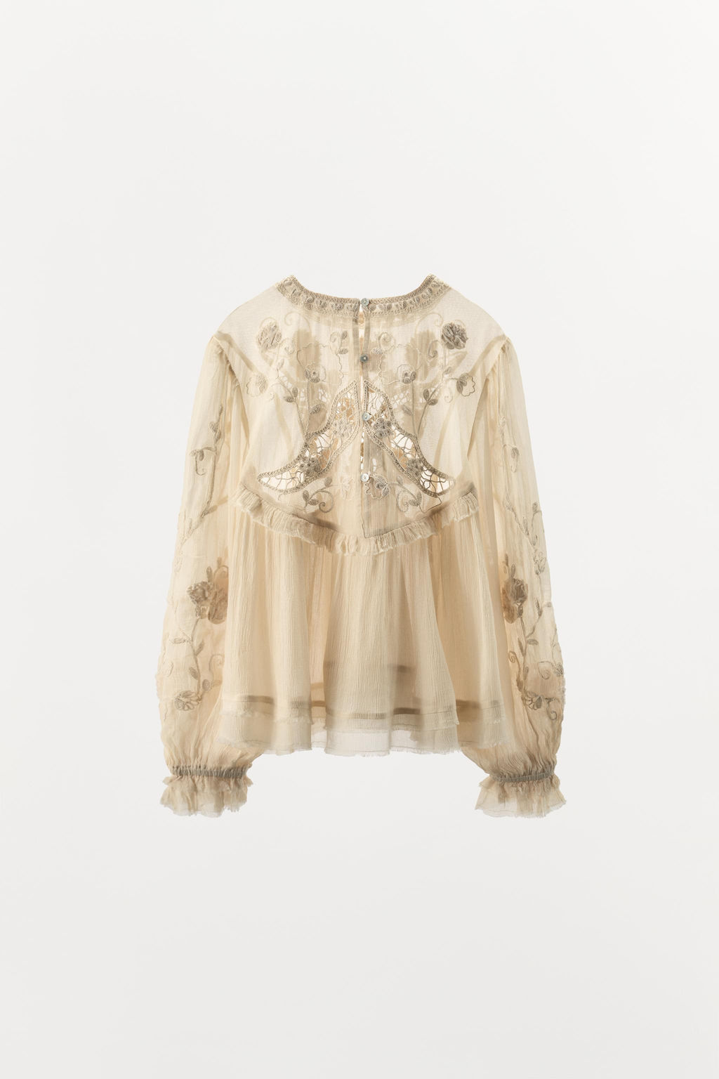EMBROIDERED AND BEADED STRUCTURED BLOUSE - Zara фото 13