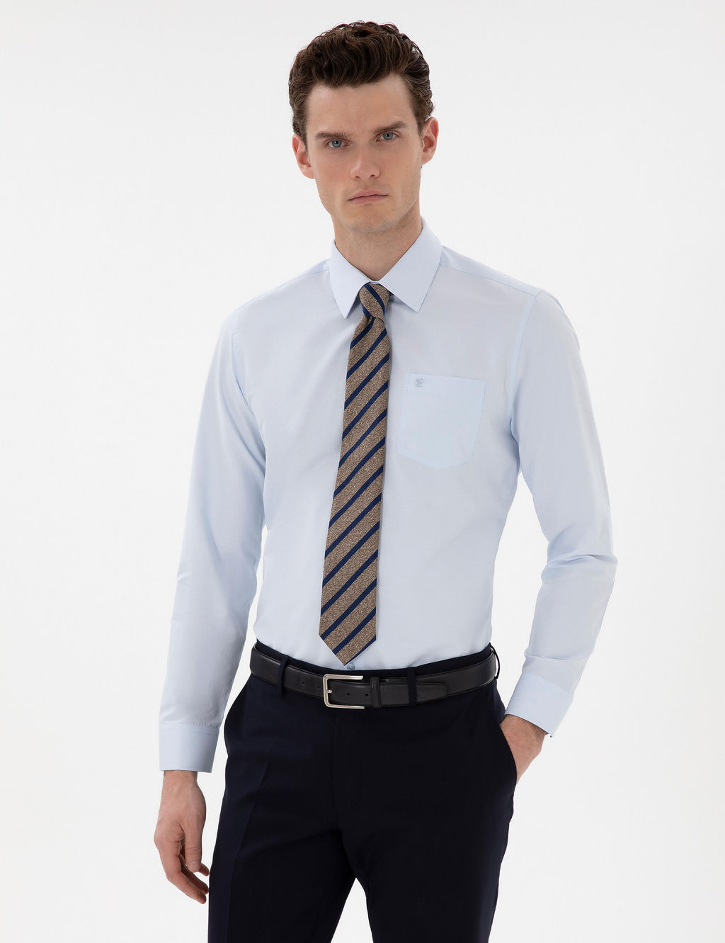 A__k Mavi Regular Fit Uzun Kollu Basic G_mlek