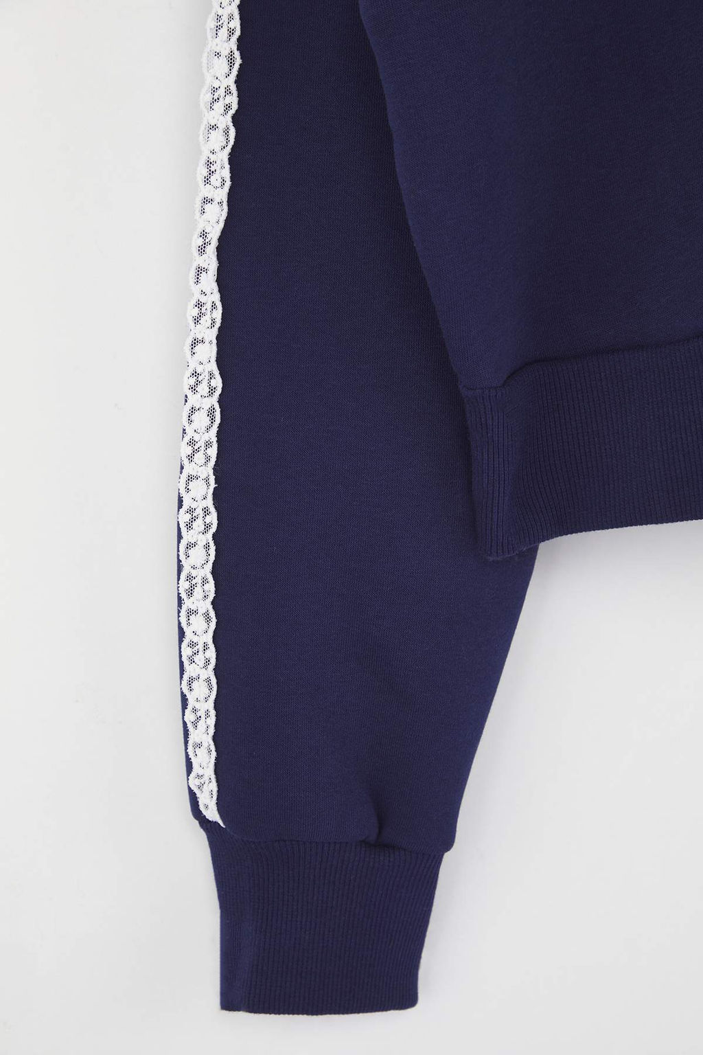 Lacivert Regular/Normal Kal?p Dantel Detayl? Orme Sweatshirt TWOAW26SW00023 - Trendyolmilla фото 6