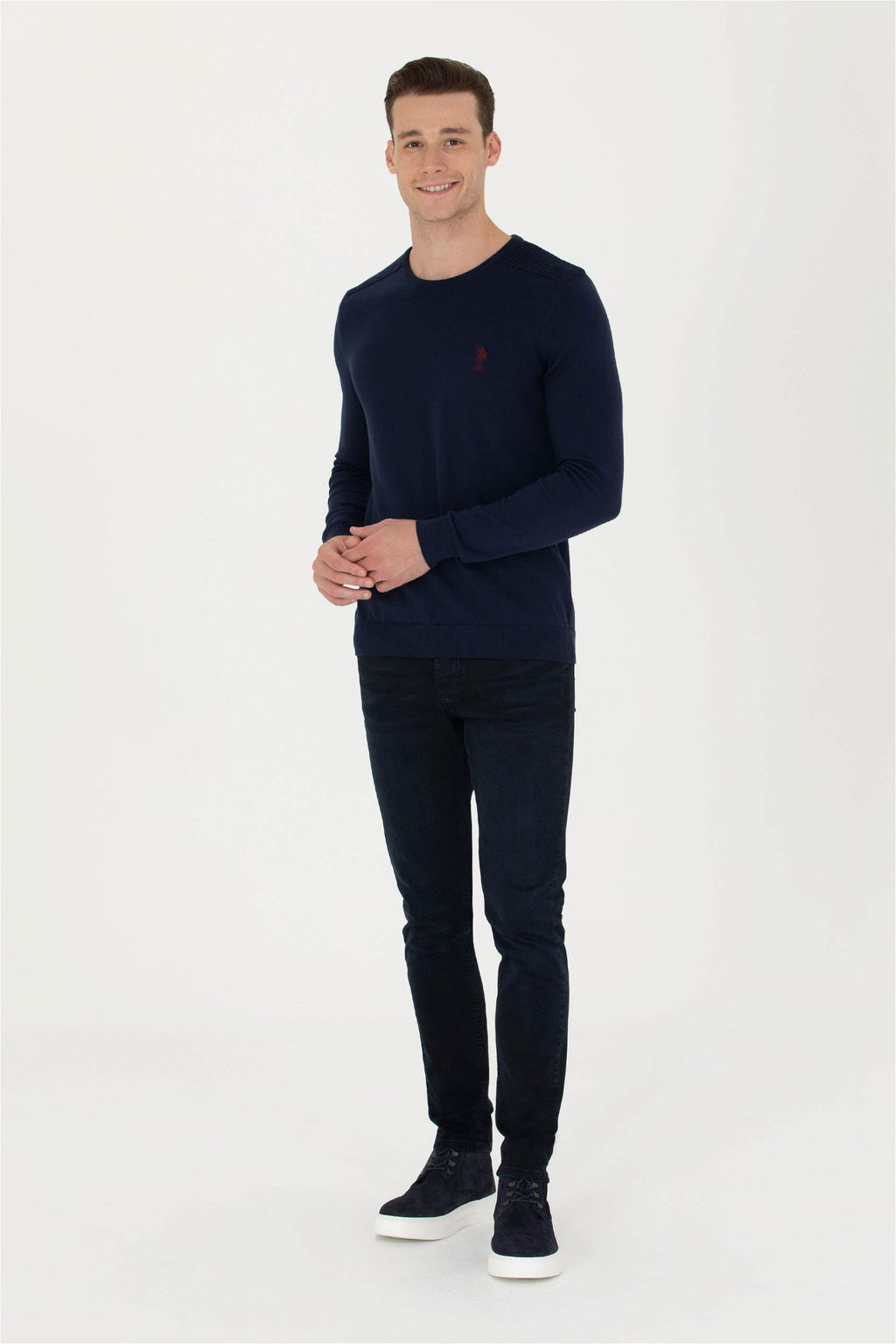 U. S. Polo Assn / Мужской темно-синий базовый свитер - U.s. polo assn фото 11