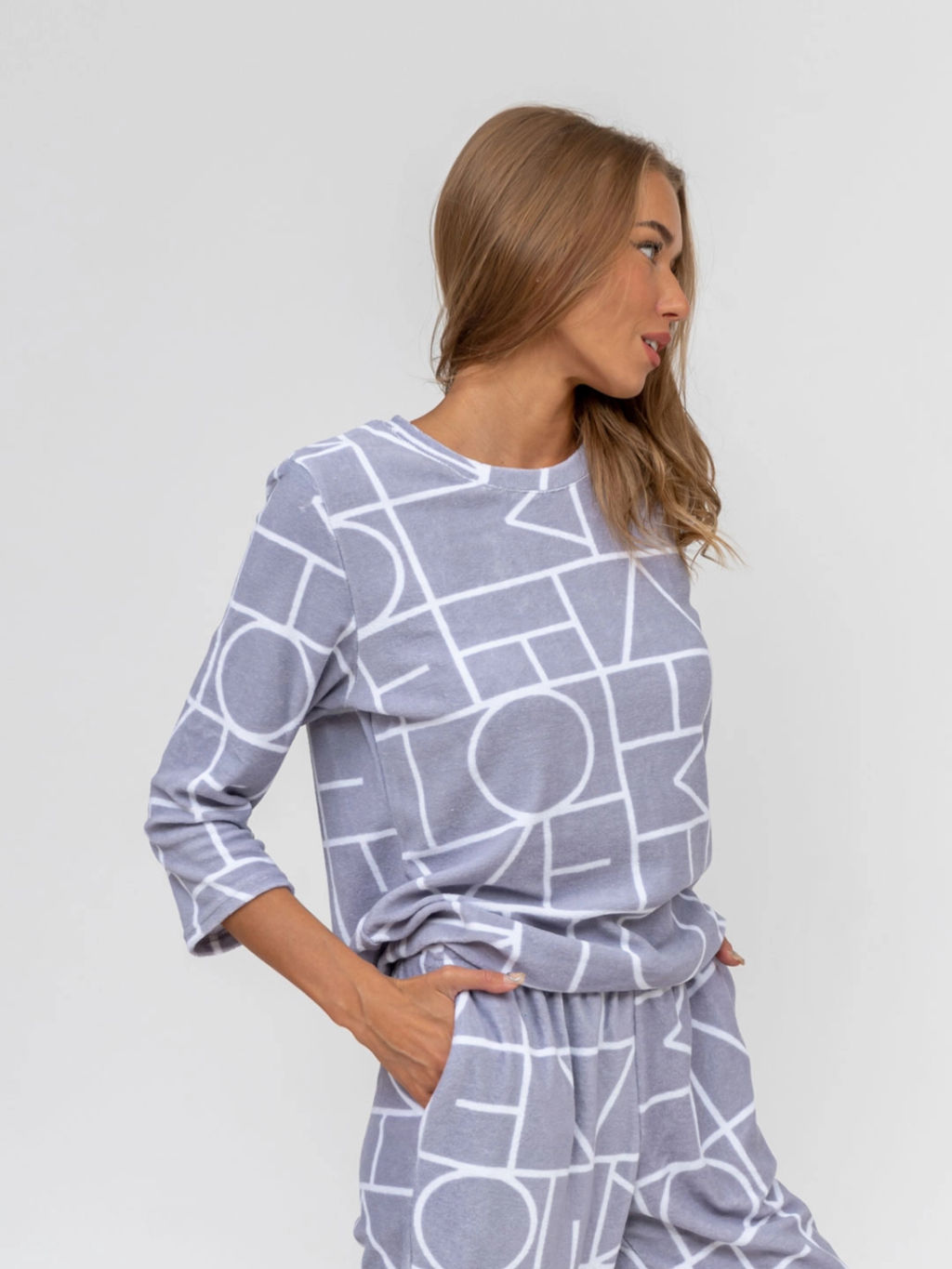 Костюм женский, цвет серый белый - Барболета фото 8