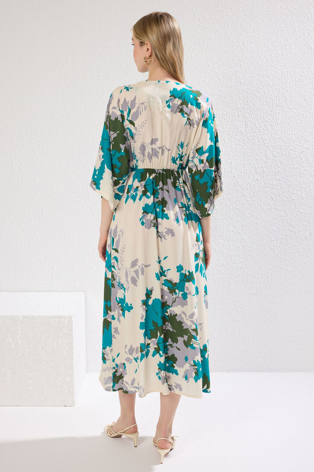 Cok Renkli Etnik Desenli A Kesim Kruvaze Yaka Midi Dokuma Elbise DWOSS24EL00913 - Trendyolmilla фото 20