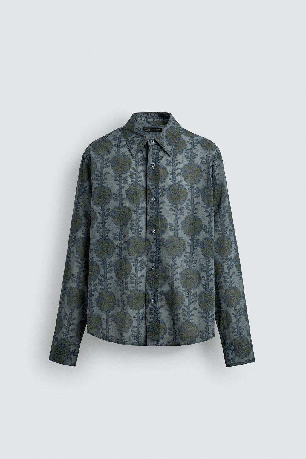 CAMISA RELAXED FIT ESTAMPADO FLORAL / Verdes - Zara фото 8