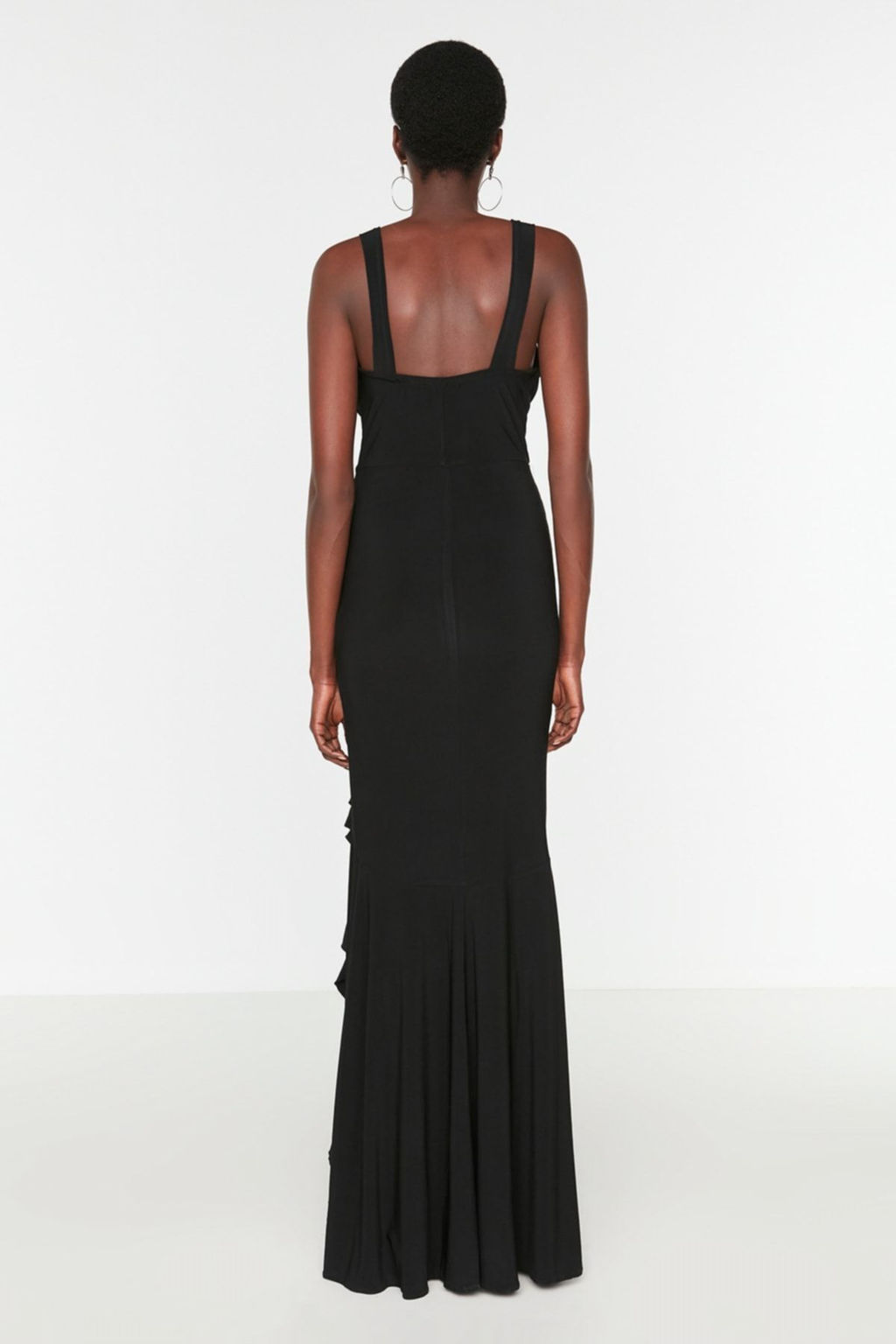 TRENDYOLMILLA Bordo Vucuda Oturan Astarl? Volanl? Orme Uzun S?k Abiye Elbise TPRSS19UT0026  фото 21