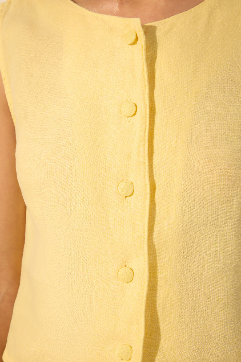 Sar? %100 Keten Dugme Detayl? Dokuma Bluz TWOSS26BZ00254 - Trendyolmilla фото 3