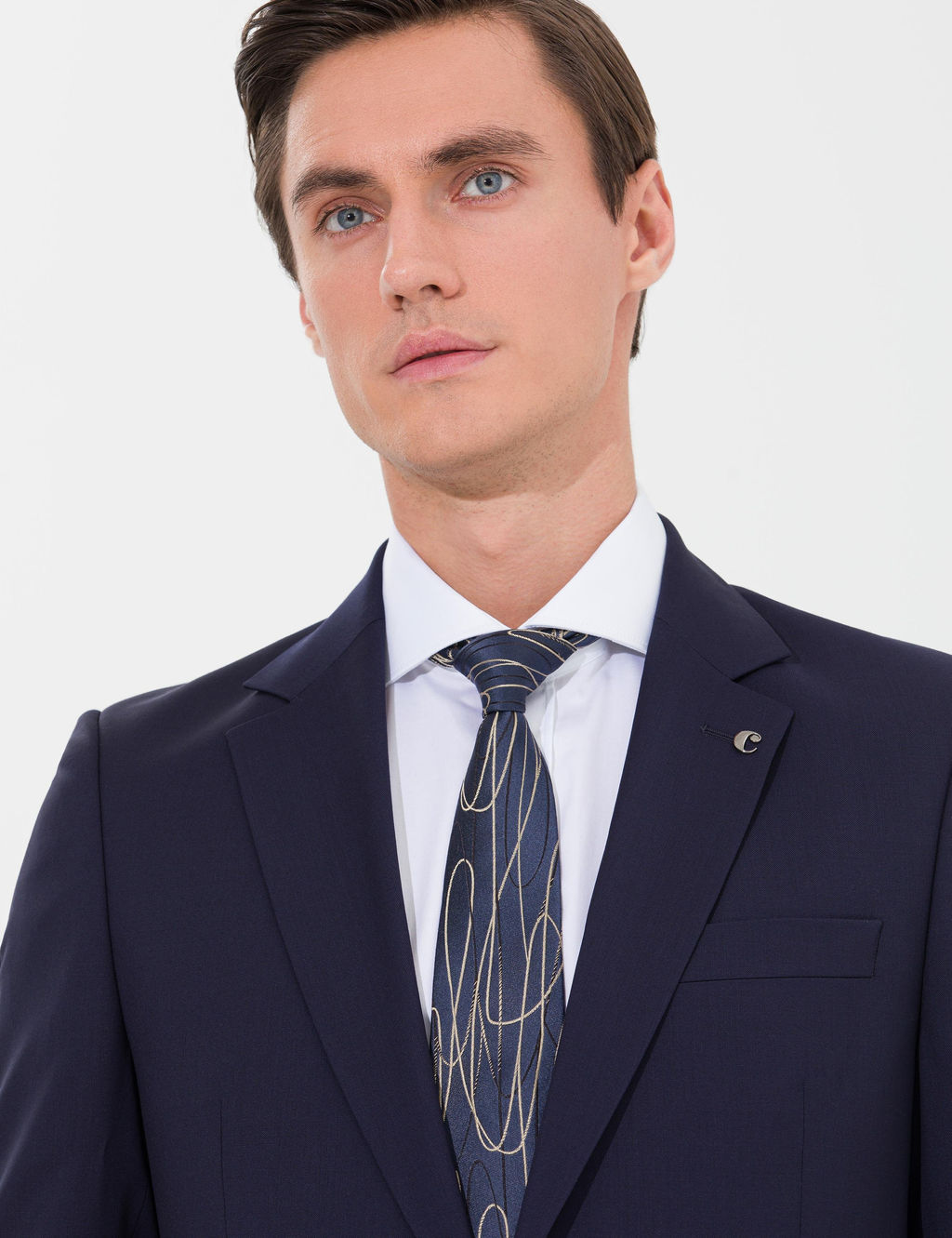 Темно-синий приталенный костюм - Cacharel фото 2