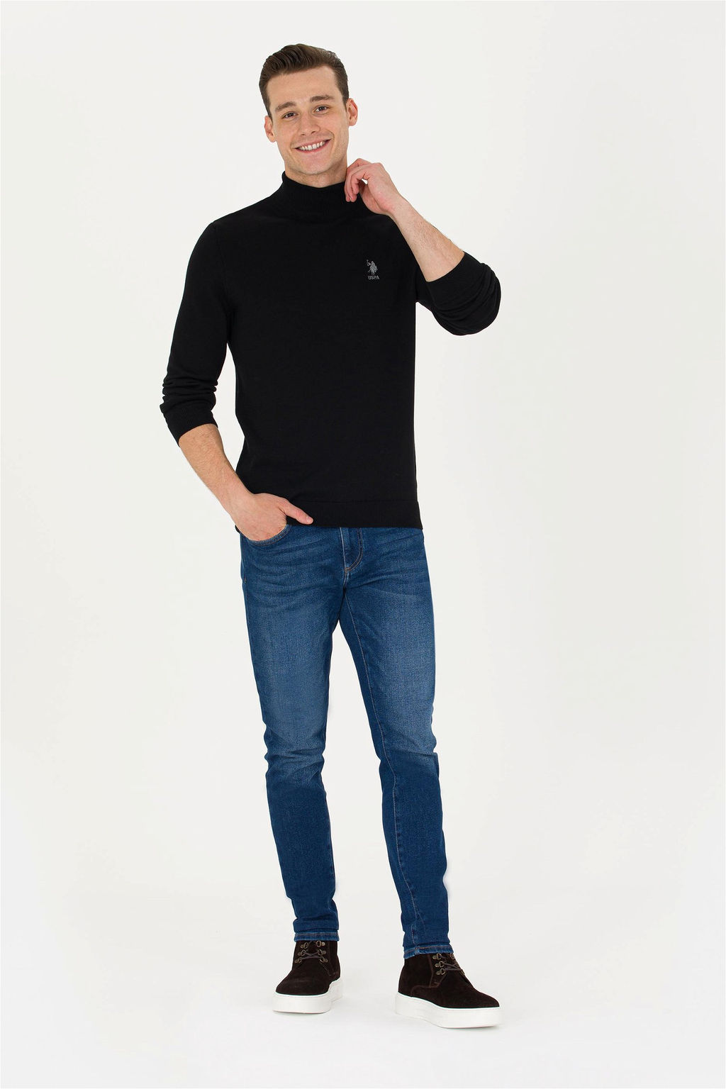 U. S. Polo Assn Мужской черный базовый свитер - U.s. polo assn фото 4