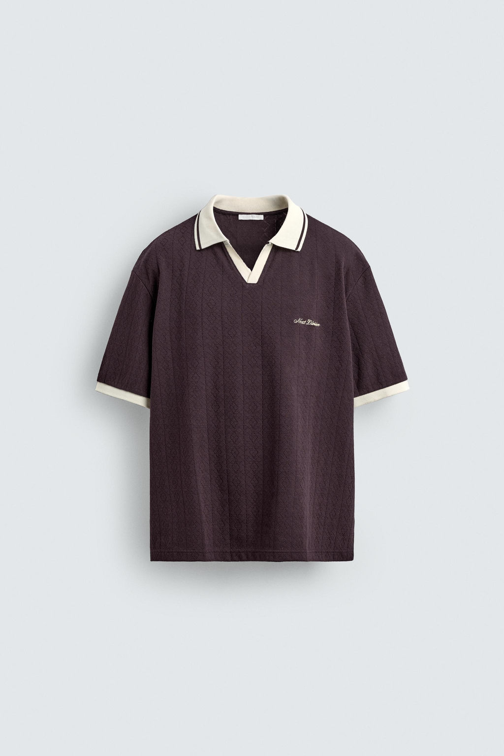 POLO JACQUARD VERTICAL BORDADO / Granate - Zara фото 7