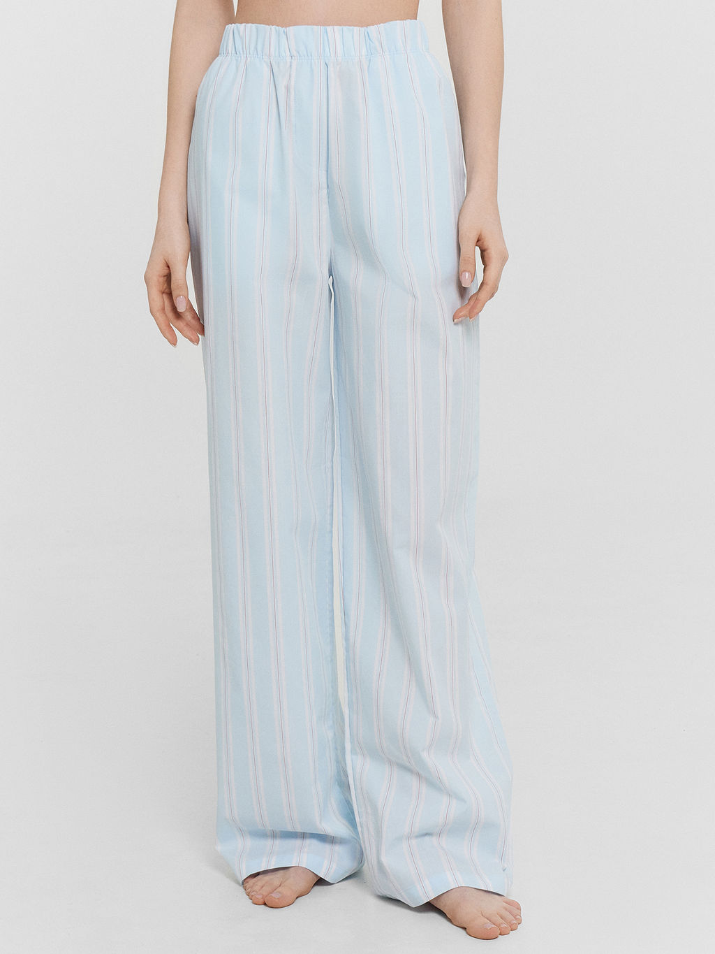 Брюки домашние женские голубые в полоску полоска на кристалле 532524