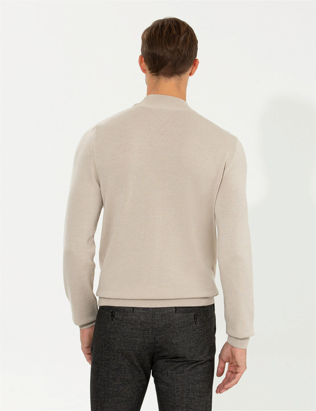 Kum Melanj Slim Fit Yar_m Bal_k__ Yaka Triko Kazak - Pierre cardin фото 5